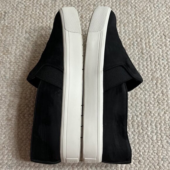 Designer Vince Warren Women's Size 6 Black Suede Platform Slip On Sneakers Shoes - Picture 5 of 12